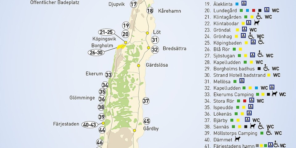 badplatser öland karta Här är alla 55 badplatserna på Öland   OB