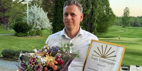 Kalle Järnfors fick ta emot priset som Årets företagare ensam för Boxes & Labels räkning. Kompanjonen Dennis Artursson hade andra engagemang på kvällen.