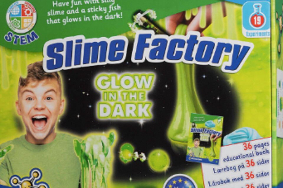 Experimentlåda, Slime Factory med ”glow in the dark” färg, Panduro, 299 kr.