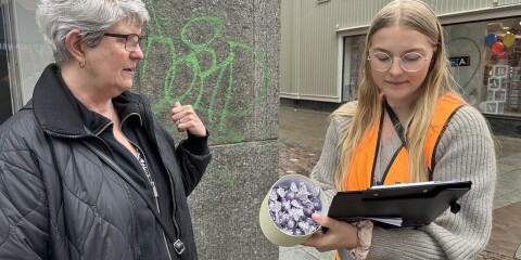 Irene Johansson i samtal om kollektivtrafiken med Linnea Johansson Kläth, ordförande i Kollektivtrafikrådet (MP).