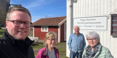 Carl Dahlin (M) vid ett besök på Degerhamn hembygdsmuseum, som sällan får besök av skolbarn. På bilden även Margaretha Magnusson, Uno Magnusson och Eva Hansson Törngren.