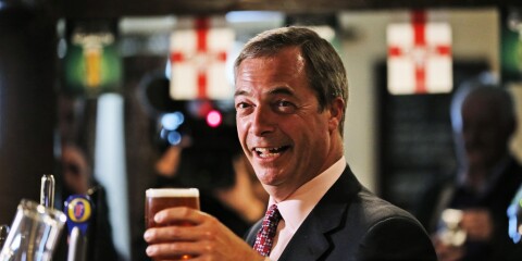 Nigel Farage på ett pubbesök under en tidigare valkampanj. Arkivbild.