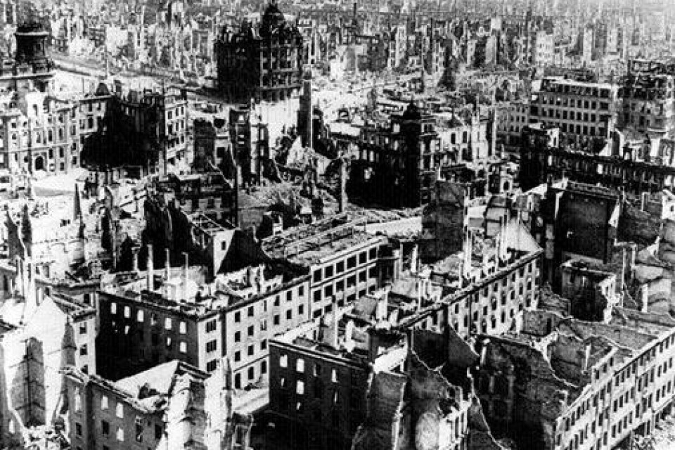 Dresden under slutskedet av andra världskriget. Staden förvandlades till en grushög.arkivBild: Scanpix