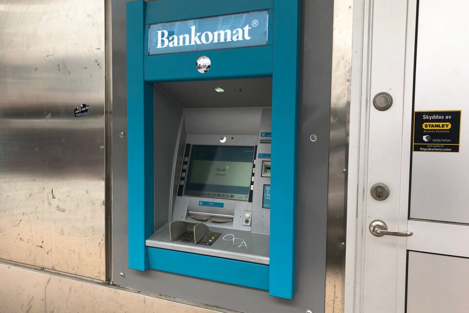 Bankomaten på Bäckgatan i Växjö.