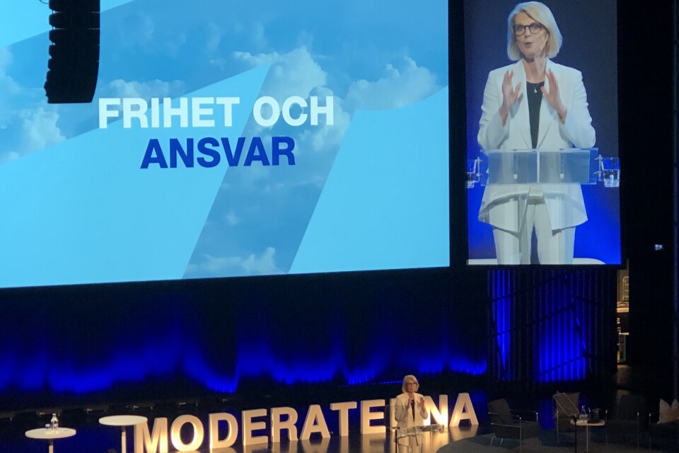 Mrs ordning och reda. Finansminister Elisabeth Svantesson (M) håller tal på Sverigemötet i Karlstad.