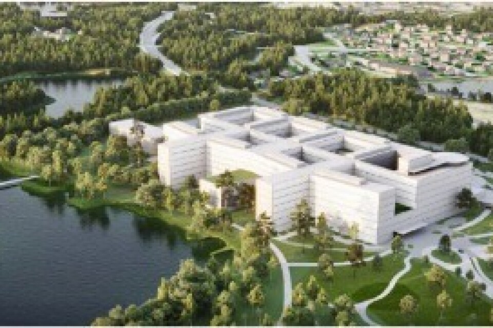 Bilden är en skiss över det nya sjukhuset i Räppe.