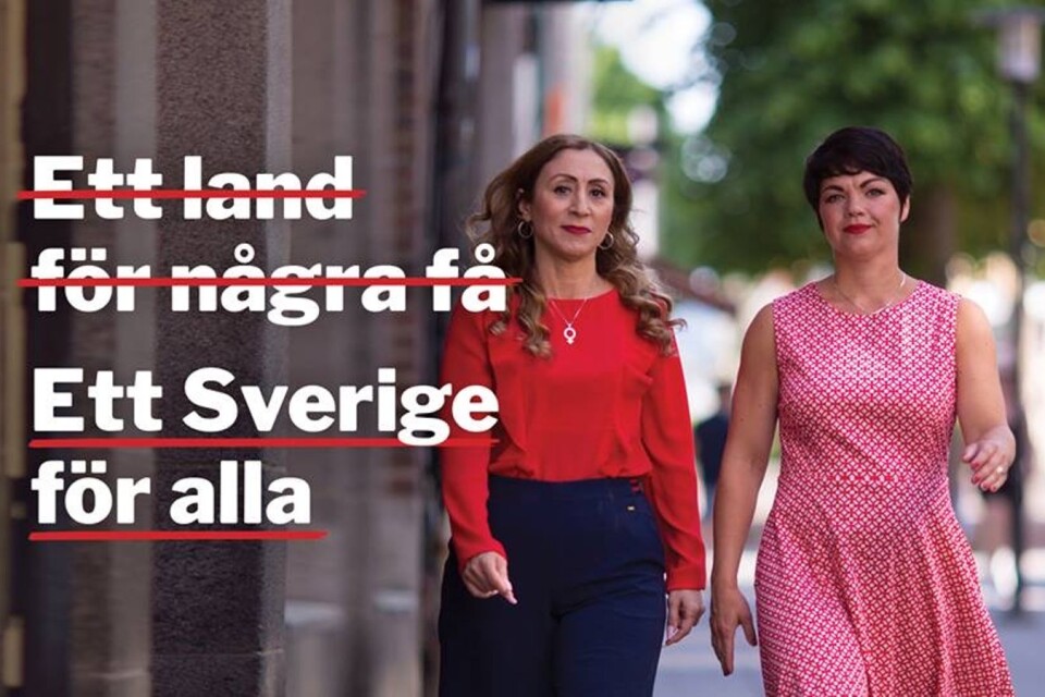 På måndag sätter partierna i Borås upp de lokala valaffischerna upp. Här är en av de bilder som Vänsterpartier tagit fram, med Ida Legnermark till höger.