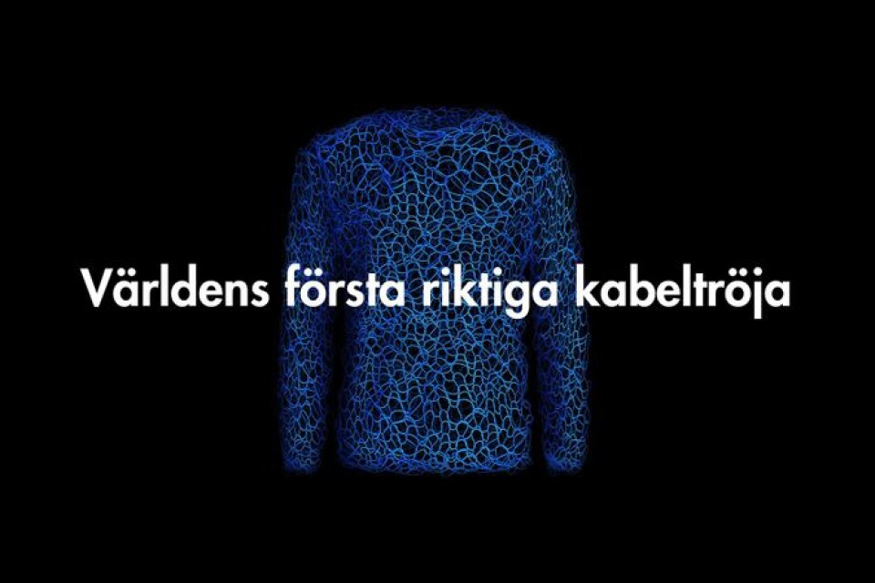 Kampanjen fokuserar på en tröja som har stickats av Nexans fiberkablar.