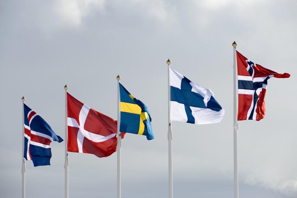 De nordiska ländernas flaggor.