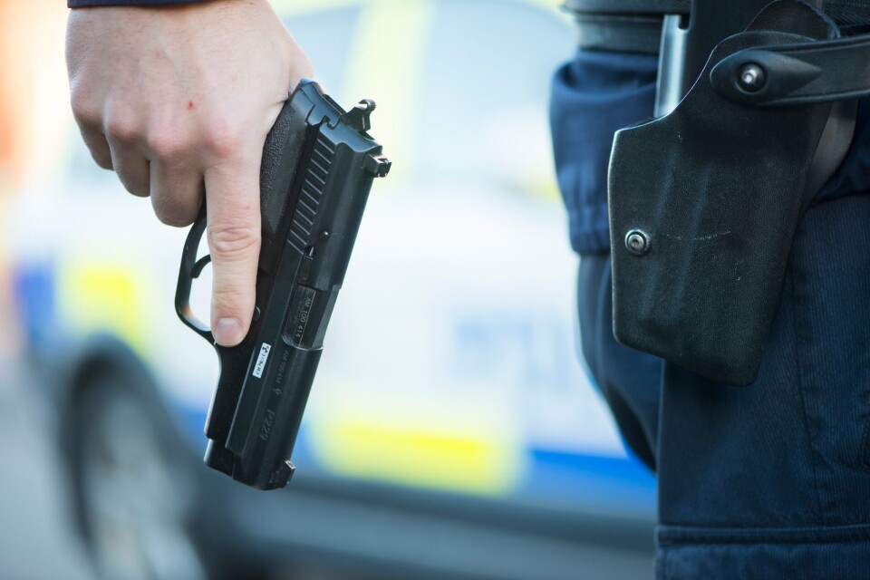 Polismännen tvingades dra sina tjänstevapen mot 25-åringen när denne greps i centrala Ronneby.