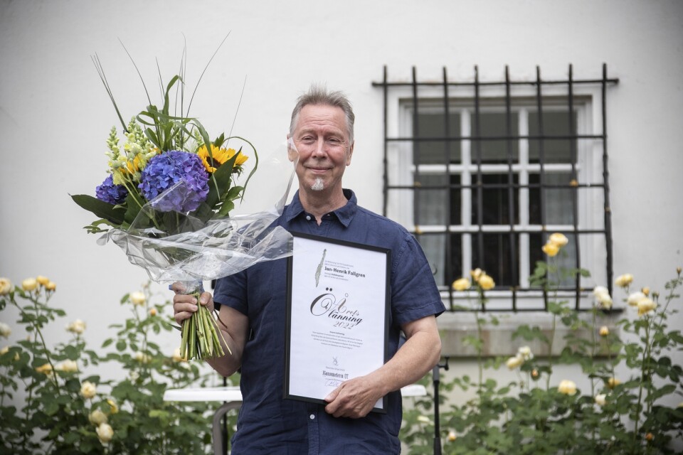 Jan-Henrik Fallgren tog emot priset som Årets Ölänning på Solliden 2022.;