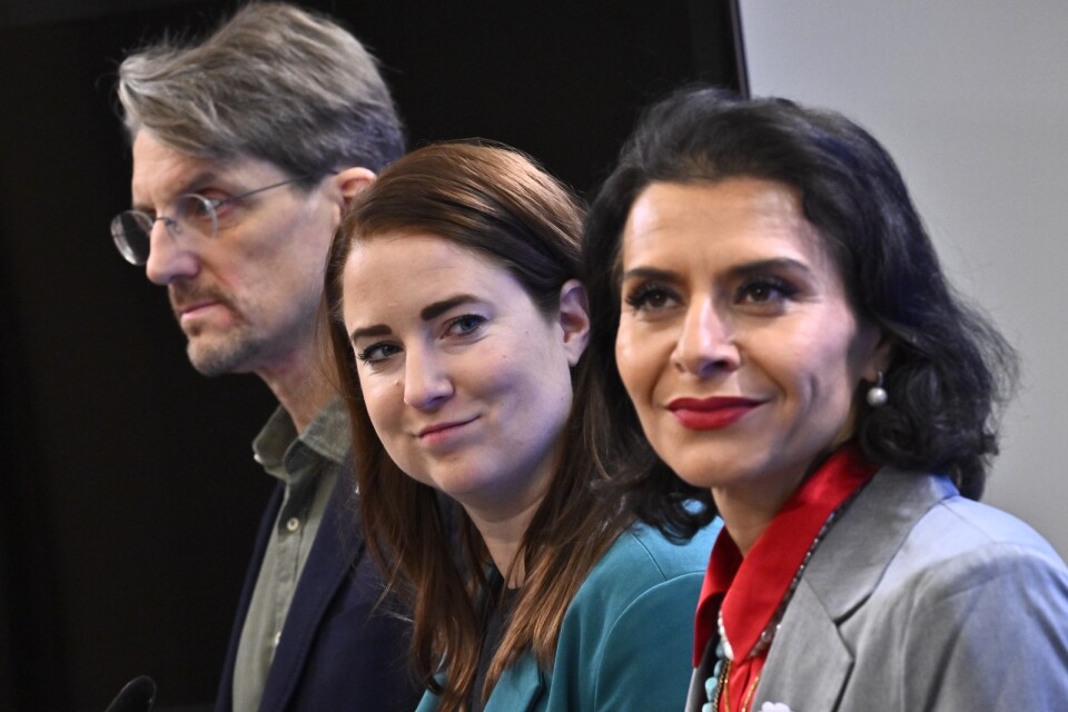 Centerpartiets toppkandidater till Europaparlamentsvalet: Svante Linusson, Emma Wiesner och Abir Al-Sahlani.