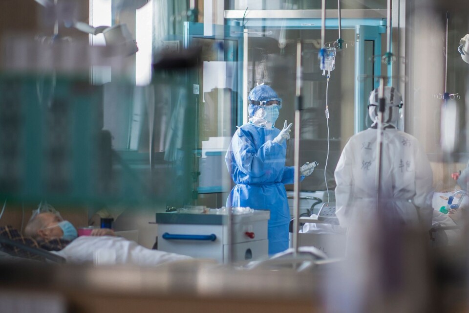 Ett av sjukhusen i Wuhan i Kina där coronaviruset först började spridas. Bild från februari.