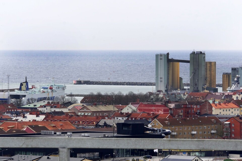 Utsikt från termosen över Ystads hamn