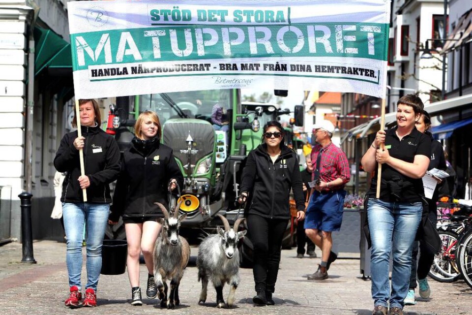 Manifestation mot långväga mat: matupproret i Kalmar.Foto: Mats Holmertz