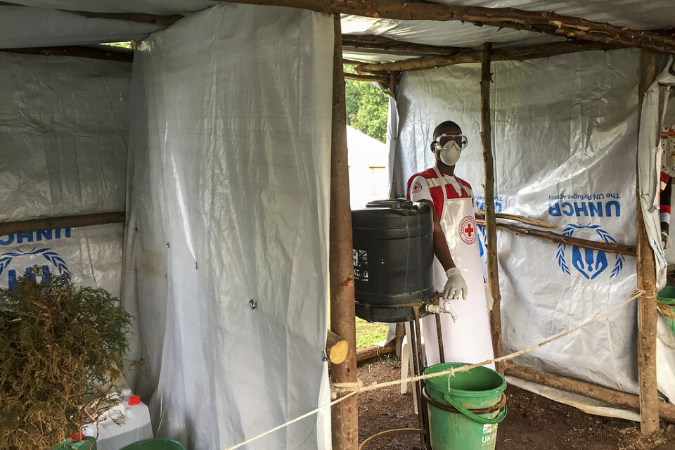En kontrollstation för ebola vid gränsen mellan Uganda och Kongo-Kinshasa. En ugandisk pojke som besökt grannlandet har nu avlidit av sjukdomen. Bilden är tagen den 10 juni 2019.