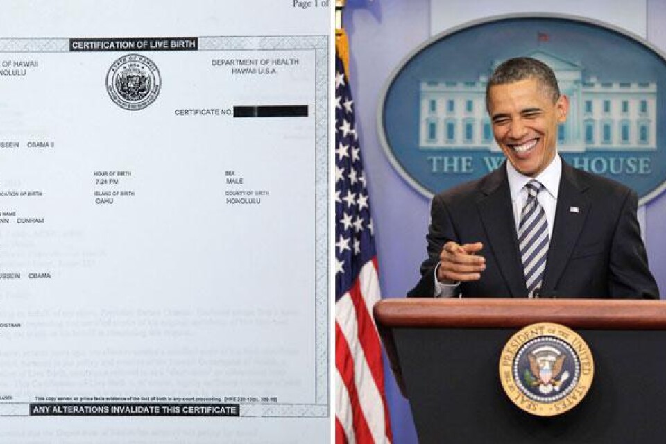 Barack Obama visade på onsdagen upp sin födelseattest.