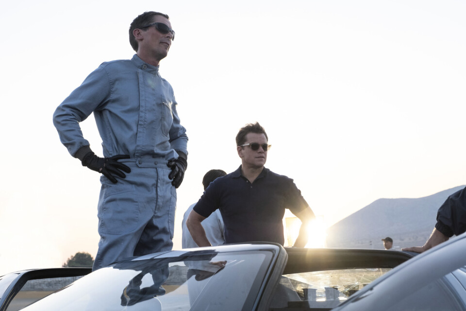 Christian Bale och Matt Damon spelar huvudrollerna i "Le Mans '66". Pressbild.