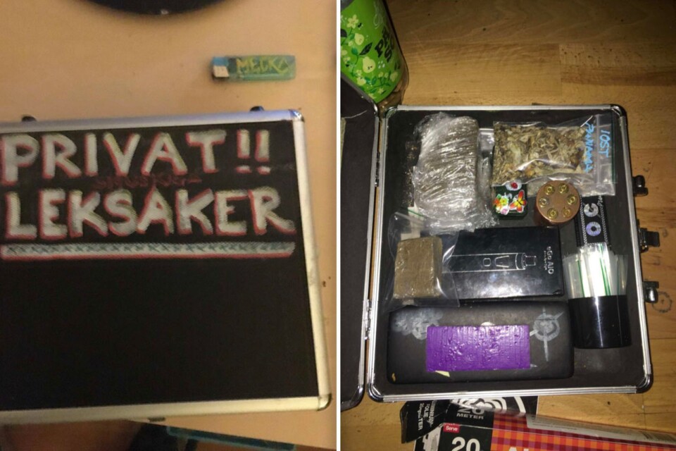 Väskan med narkotika som polisen hittade i lägenheten.