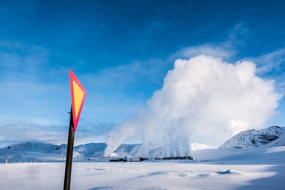 Det geotermiska värmeverket Hellisheidi, Island, är utrustat med en koldioxidsug.