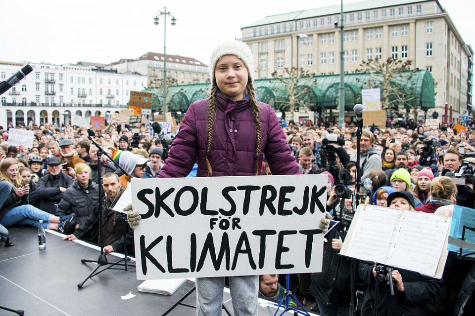 Klimataktivisten Greta Thunberg i Hamburg, Tyskland, den 1 mars. Arkivbild.
