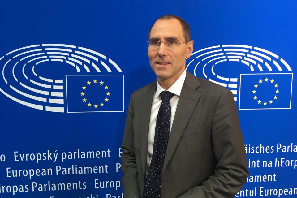 Markus Bonekamp, chef för Europaparlamentets kontor i Sverige och moderator för de båda debattpassen i Bäckängsgymnasiet på fredag.