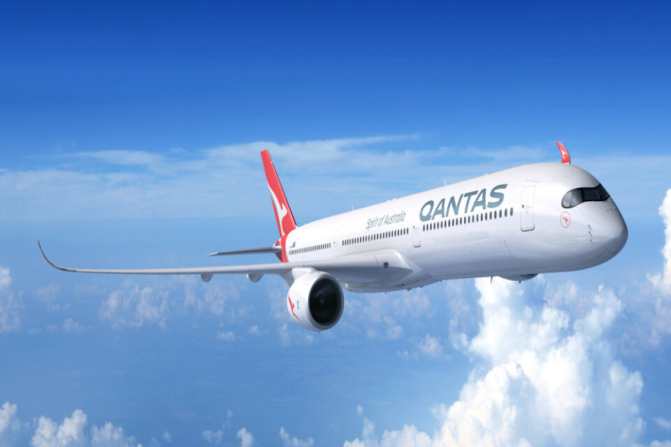 Så här kan Qantasplanen från Airbus av modellen A350-1000 på de ultralånga linjerna komma att se ut.