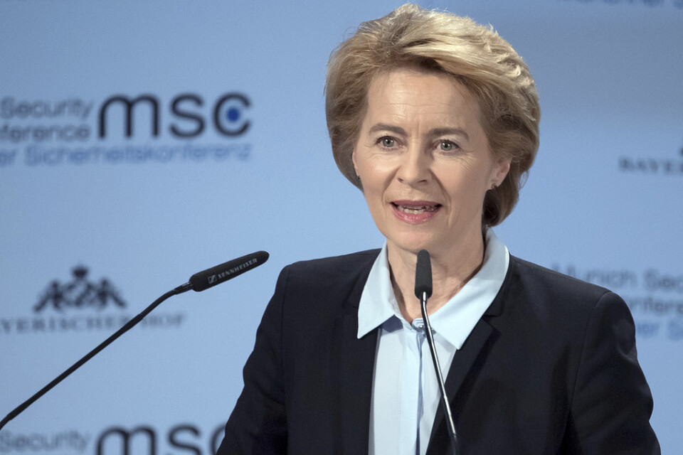 Ursula von der Leyen, tysk försvarsminister och Europeiska rådets förslag till ny ordförande för EU-kommissionen. Arkivbild.