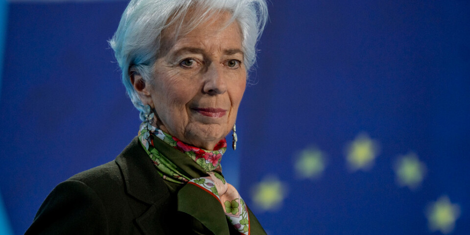 ECB-chefen Christine Lagarde i samband med dagens räntebesked.