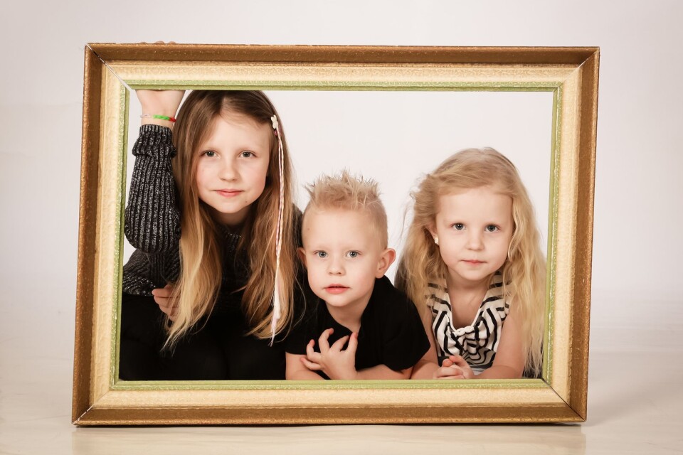 Elina nio år, Loke tre år och Linnea fyra år, barn till Jessica Lundstedt och Henrik Lundqvist, Trelleborg.