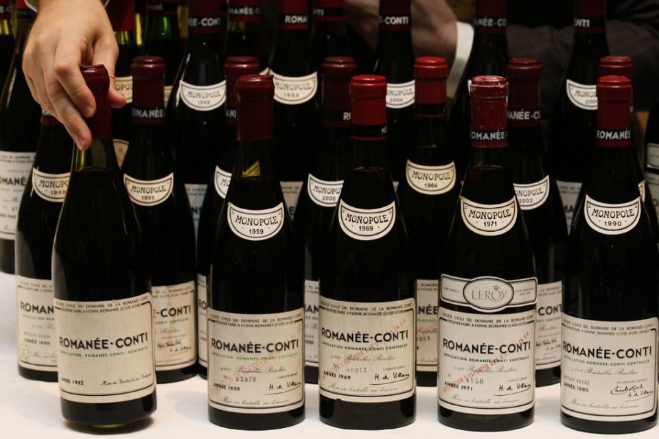 Viner av märket Domaine de la Romanée-Conti hörde till det som stals från en stjärnkrog i Köpenhamn. Arkivbild