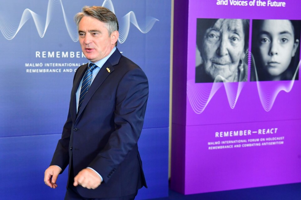 Željko Komšic, presidentordförande i Bosnien, anländer till Malmös internationella forum för hågkomsten av Förintelsen tidigare i höstas. Han ansågs inte vara en legitim vinnare i det bosniska valet 2018 när en annan folkgrupp lade sin röst på honom.