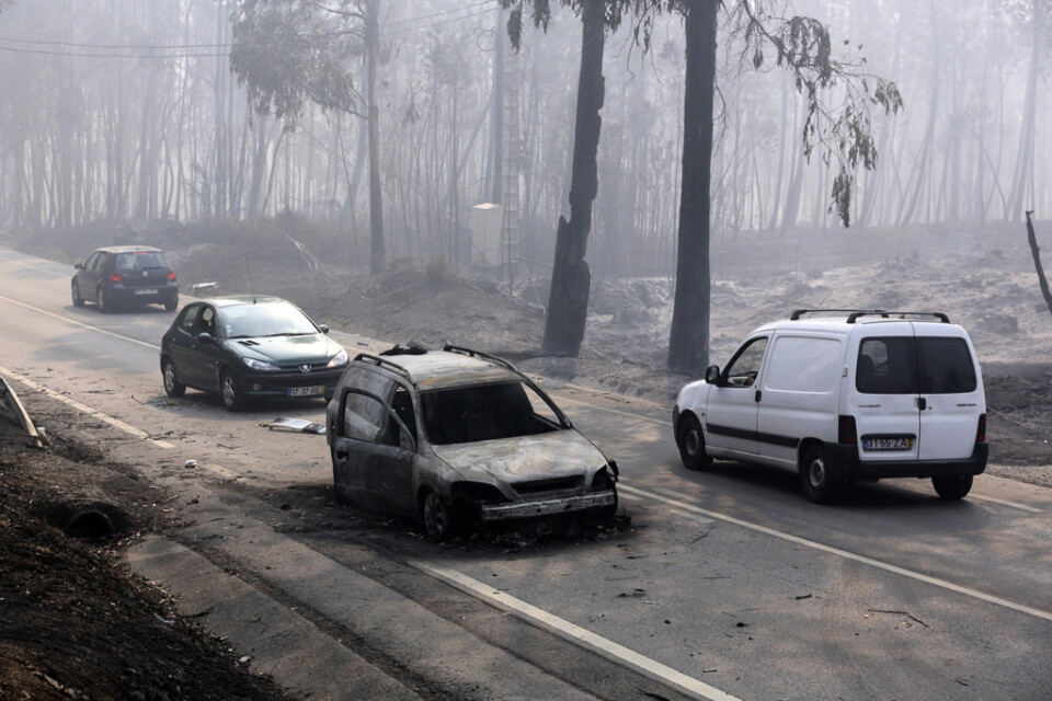 Många människor brändes ihjäl i sina bilar när elden drog fram över Portugal 2017. Arkivbild.