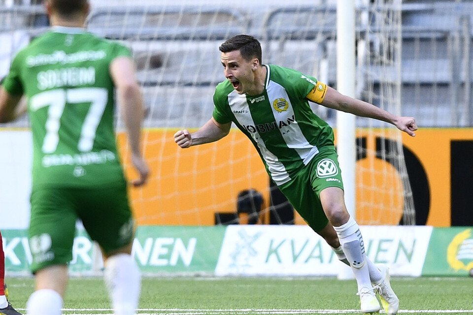 Hammarbys Jeppe Andrup Andersen jublar efter 1–0 mot Östersund.