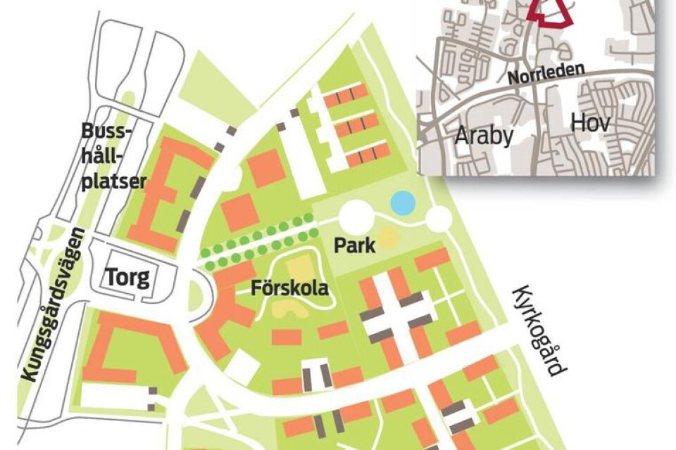 grönyta På den stora grönytan som ligger mellan Hovshaga kyrkogård och Hovshaga centrum vill kommunen planera för 200?250 bostäder. Foto: johanna ursjö