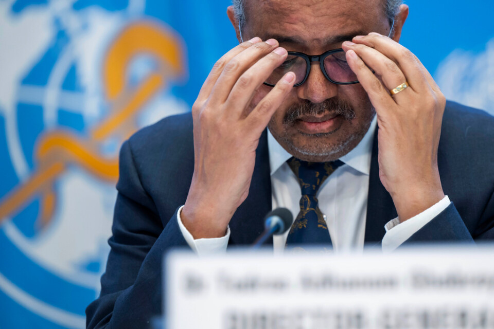 Världshälsoorganisationens generaldirektör Tedros Adhanom Ghebreyesus var märkbart tagen under en pressträff i Genève i onsdags.