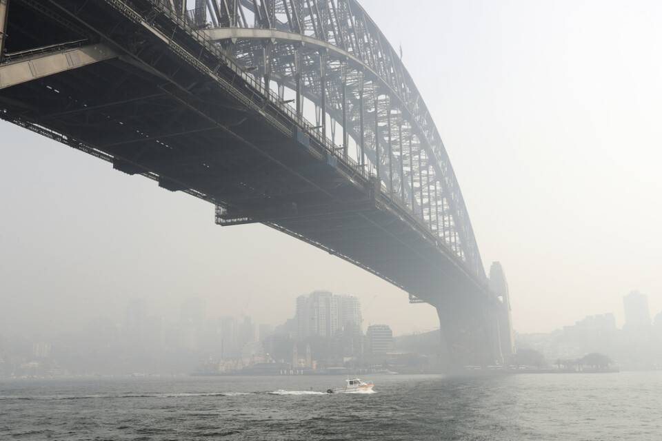 Rökdimma hänger över Sydney den 21 november.