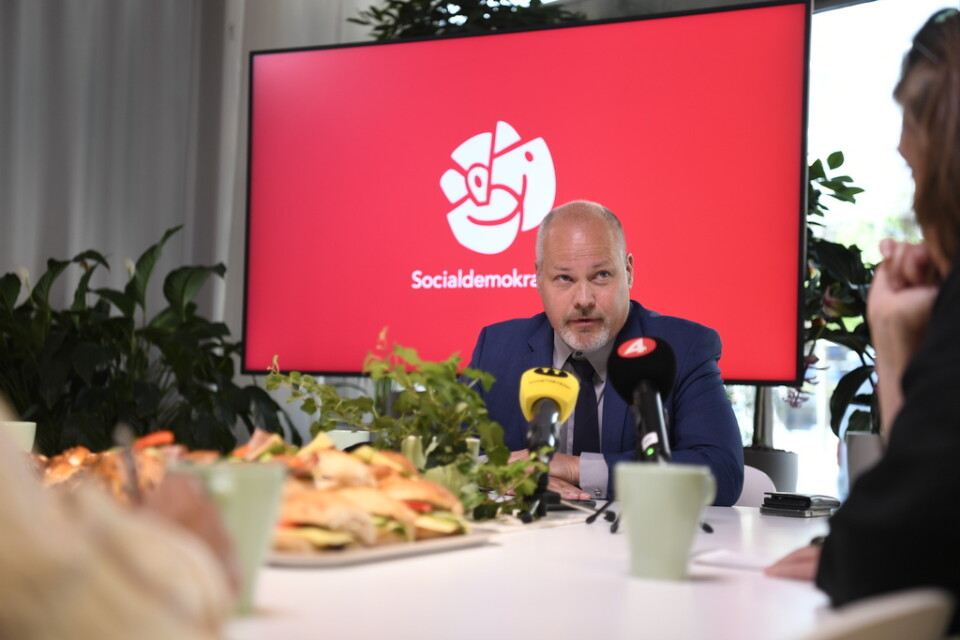 Socialdemokraternas Morgan Johansson håller pressfika på temat svenskt Natomedlemskap.