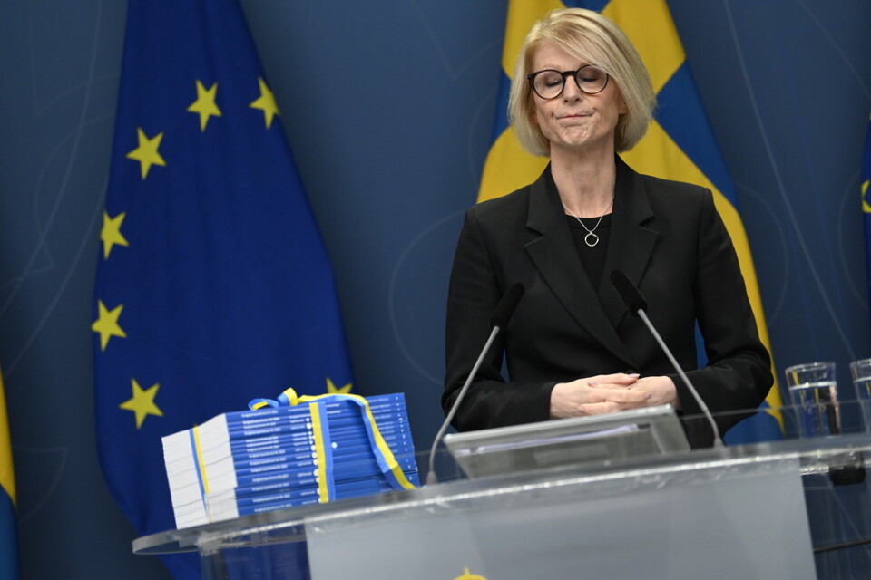 Finansminister Elisabeth Svantesson (M) håller pressträff och presenterar regeringens budgetpropositionen för 2023.