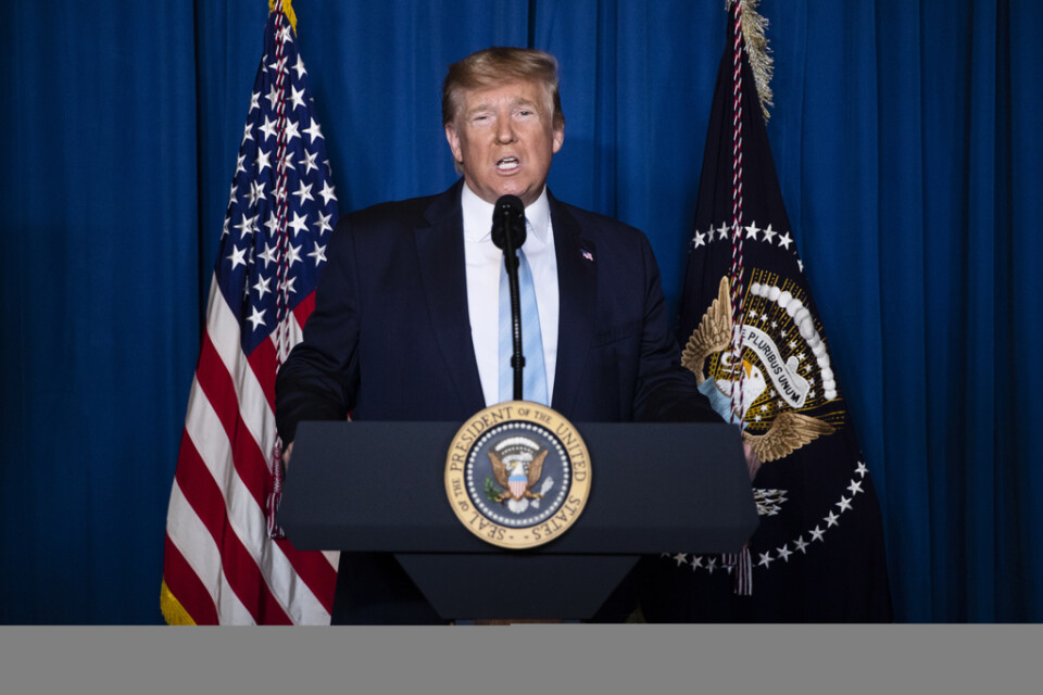 USA:s president Donald Trump uttalar sig om situationen i Iran 3 januari.