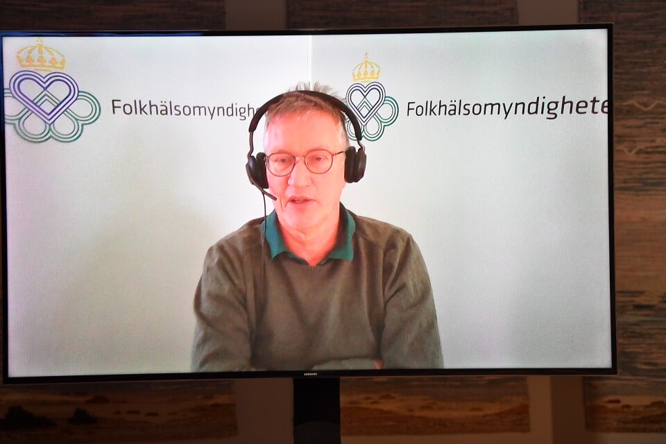 Statsepidemiolog Anders Tegnell under tisdagens myndighetsgemensamma digitala pressträff om coronaläget.