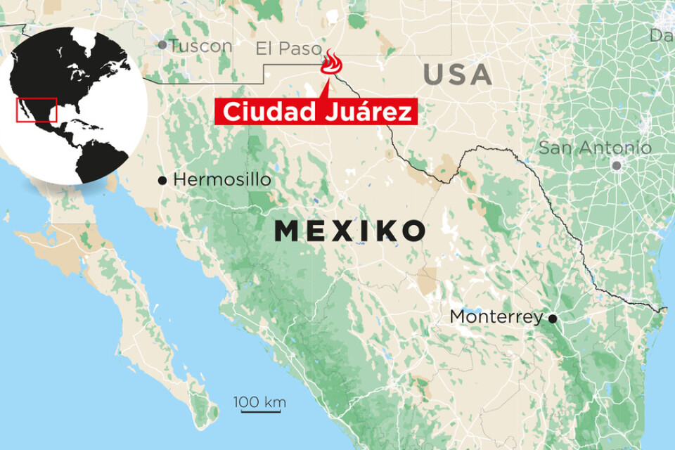 Ciudad Juárez ligger precis vid gränsen.