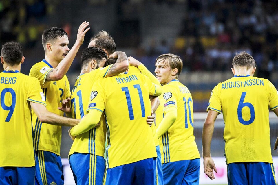 Sverige fick måljubla fyra gånger borta mot Vitryssland. Foto: Janerik Henriksson/TT