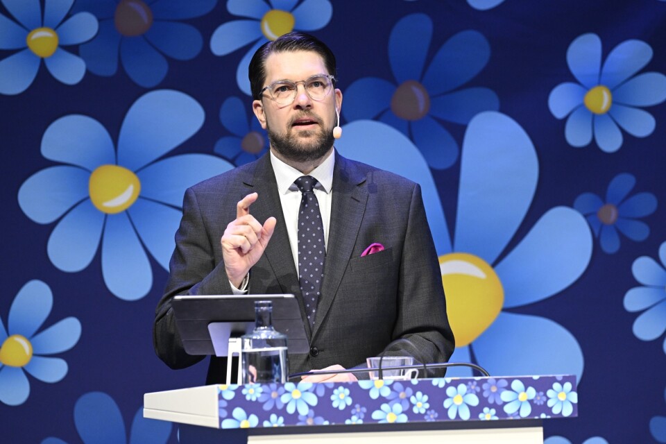 SD-politik. Partiledaren Jimmie Åkesson vill riva moskéer.