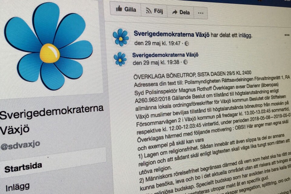 SD Växjös Facebook den 29 maj.