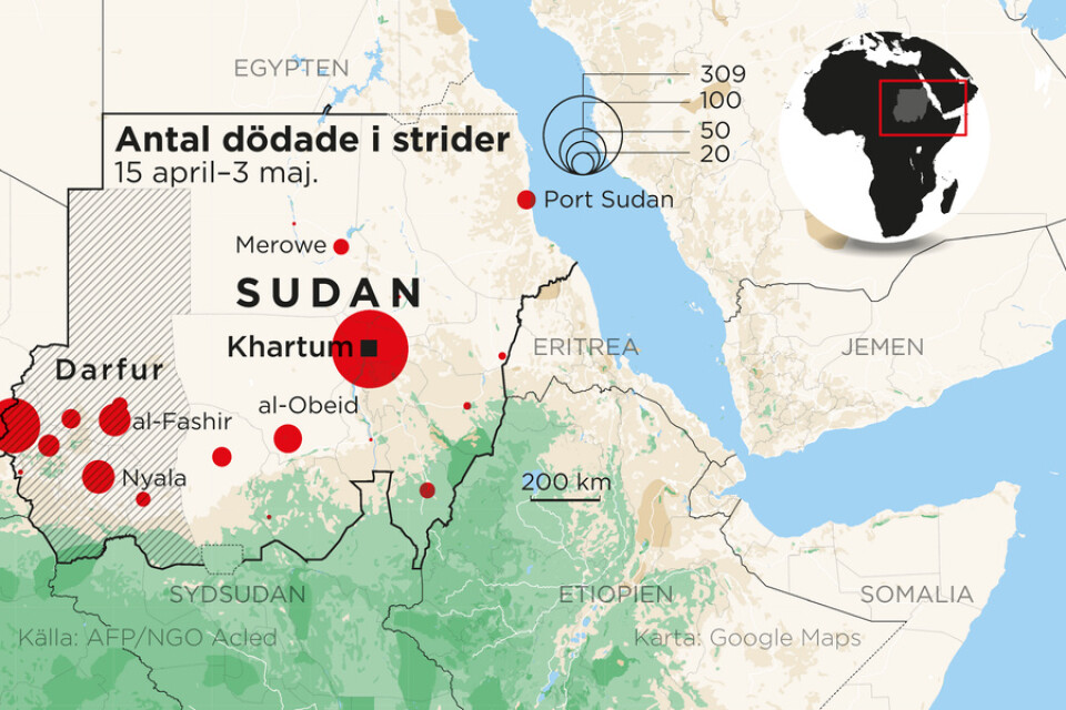 Hundratals personer har dött i striderna i Sudan.