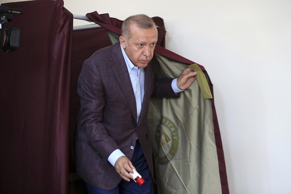 Turkiets president Recep Tayyip Erdogan röstade i söndagens borgmästarval i Istanbul.