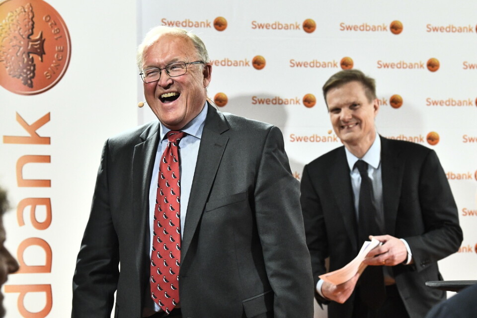 Det var en nöjd och pratglad Göran Persson som mötte både aktiesparare och medier på stämman.