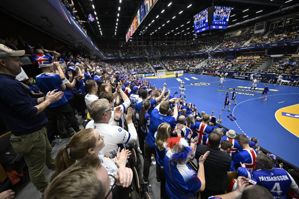 Bild från lördagens match i handbolls-VM (grupp D) mellan Island och Ungern i Kristianstad Arena.