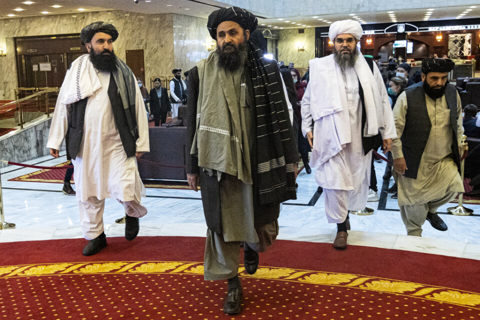 Mulla Abdul Ghani Baradar (mitten) ska enligt uppgifterna ha varit en av de grälande. Arkivbild.